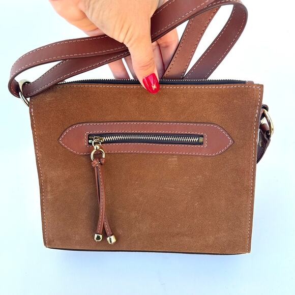 Kendall Conrad Crossbody Purse Camel Suede Quiet Luxury Minimalist Bag Tan - Picture 6 of 10